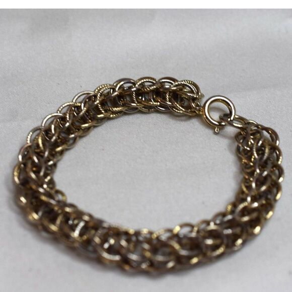 Vintage Gothic Punk Grunge Chainmaille Gold Tone Metal Link 7" Unisex Bracelet - Picture 1 of 3